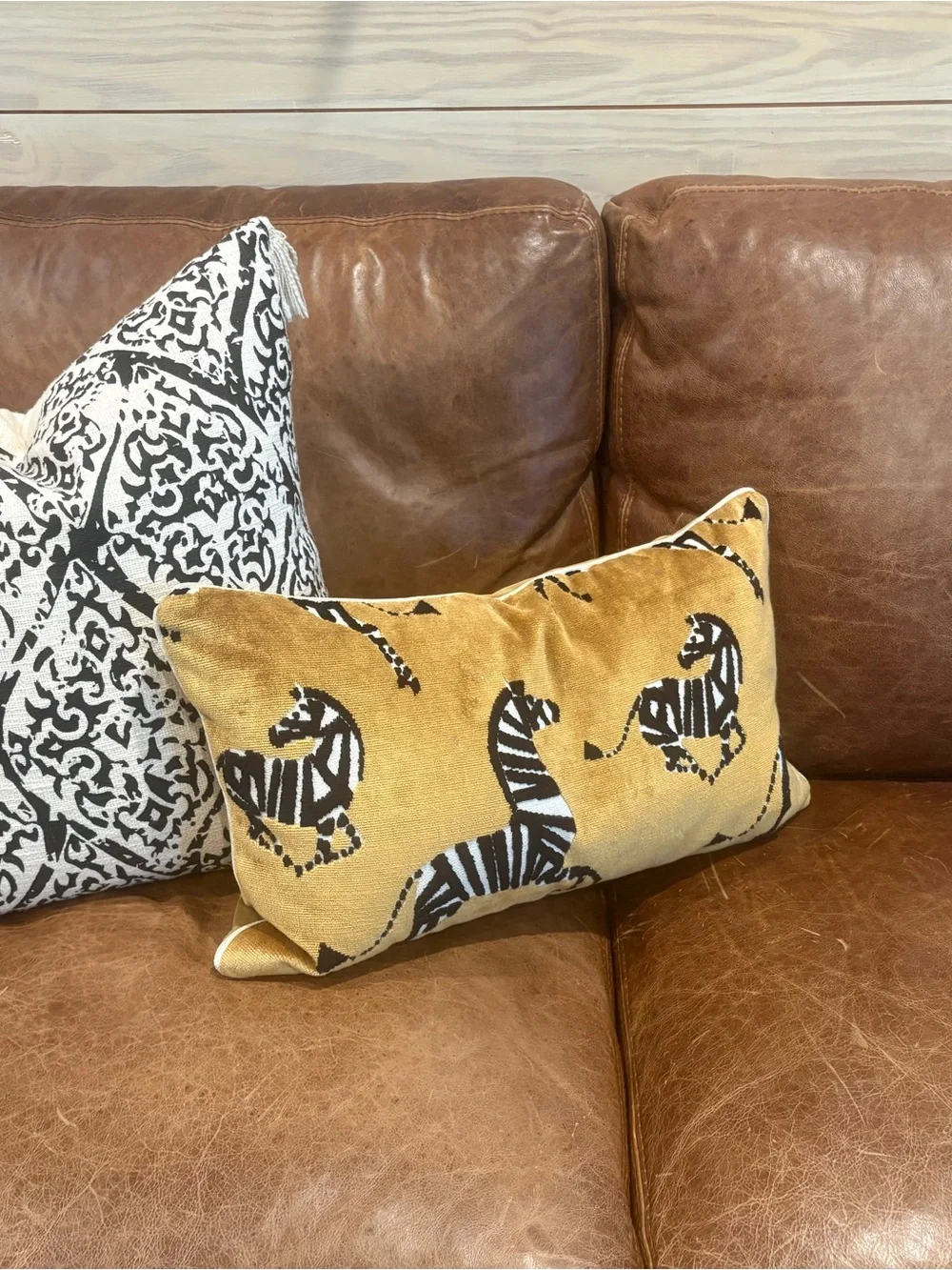 Mustard Yellow Zebra Print Lumbar Pillow - Unbranded